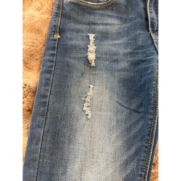 Indigo Rein Distressed Cuffed Slim Leg Denim Jeans Ankle Size 7 - Picture 3 of 9